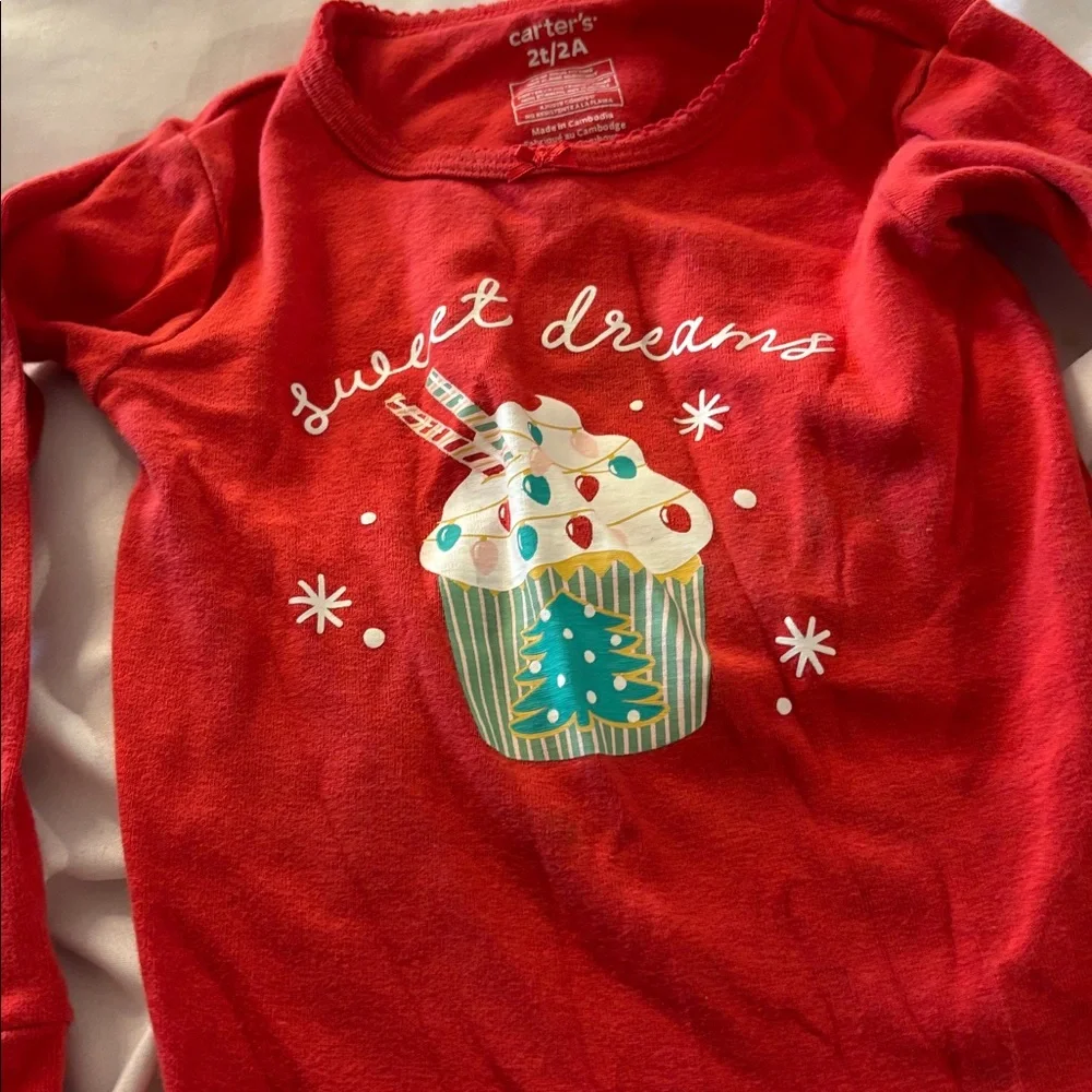 Carter's Sweet Dreams Red Long Sleeve Sleep Tee 2T